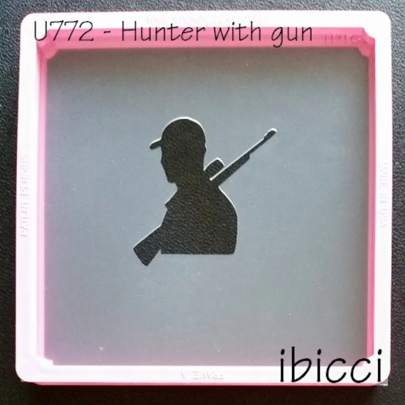 ibicci Hunter with gun silhouette stencil