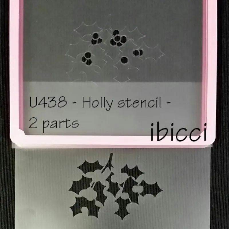 ibicci Christmas Holly Spray stencil showing the 2 parts