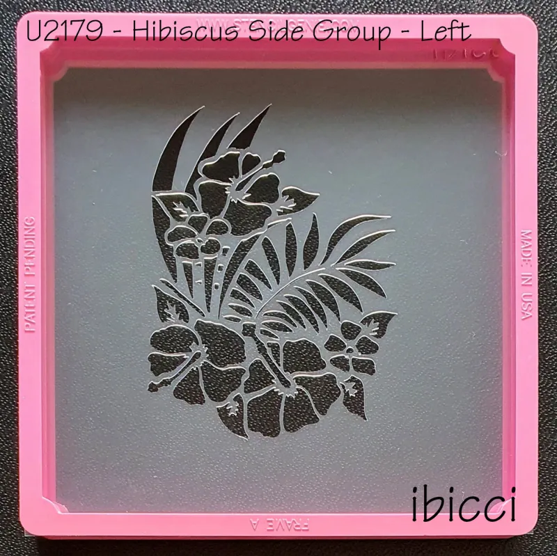 ibicci Hibiscus Flowers Side Groups stencil - Left 4"