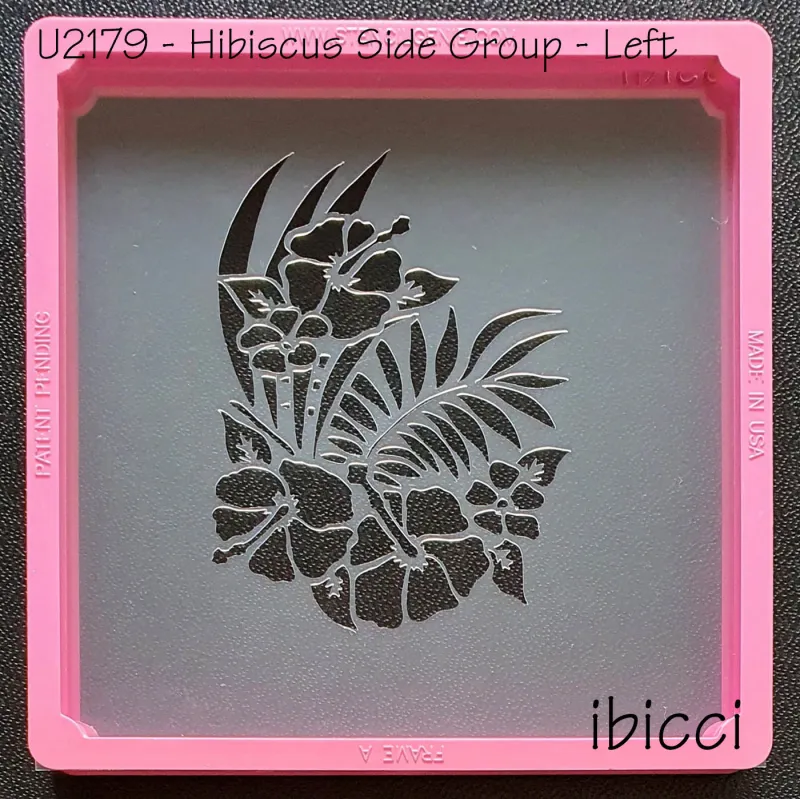 ibicci Hibiscus Flower Side Group Cookie stencil - Left