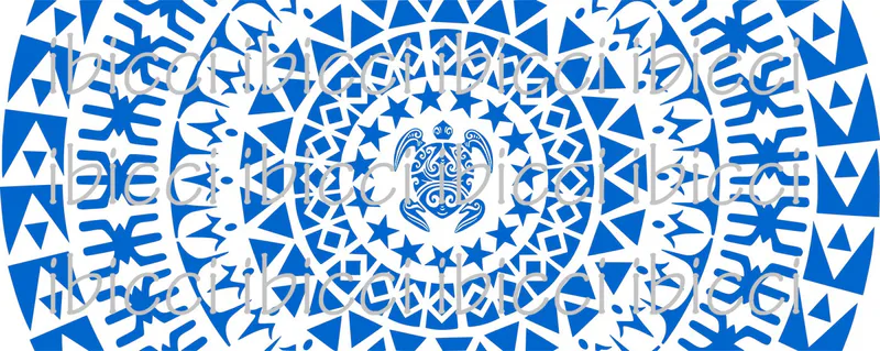 ibicci Blue Cook Islands Panel with Turtle digital print