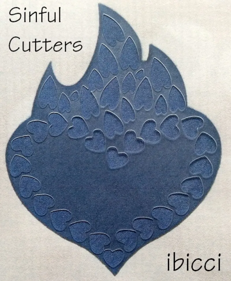 Flaming Hearts Stencil designed to match Sinful Cutters Flaming Hearts Design