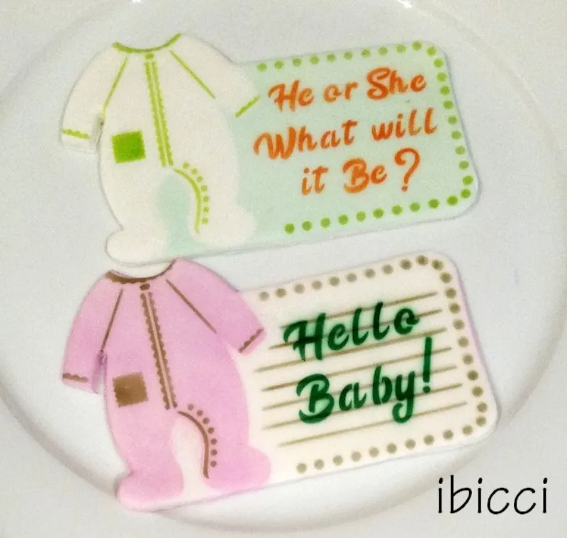 ibicci Onesie Announcement - Fondant examples