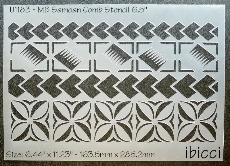 ibicci MB Samoan Spear Comb stencil - 6.5"