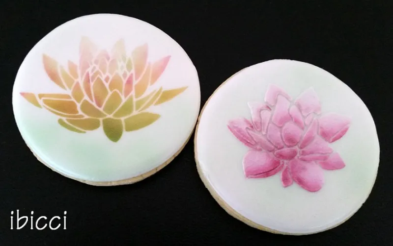 ibicci cookies using the Lotus Flowers stencil