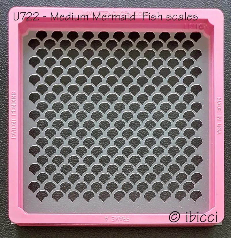 ibicci Mermaid or Fishscale stencil - Medium Square