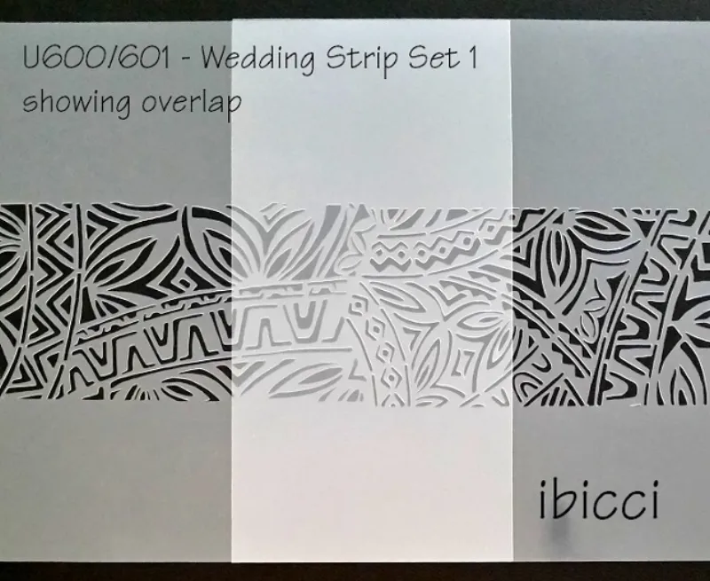 Polynesian Wedding Strip stencil Set 1 showing overlap
