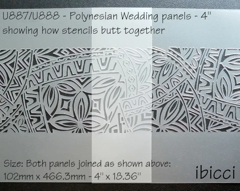 ibicci Polynesian Wedding panel cake stencils - 4" showing how they butt together
