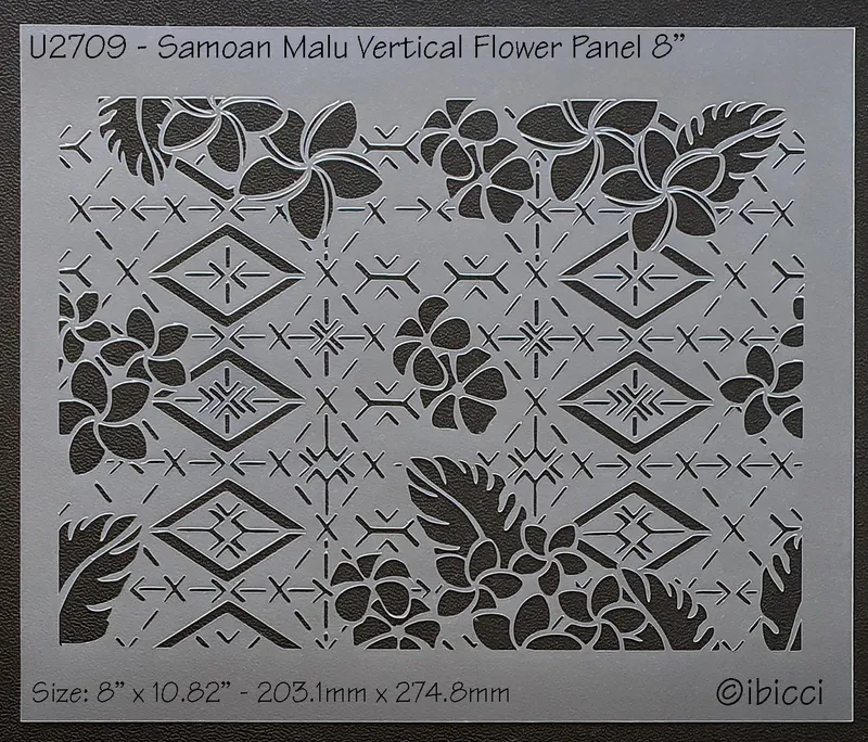 ibicci Samoan Flower & Malu panel stencil 8"