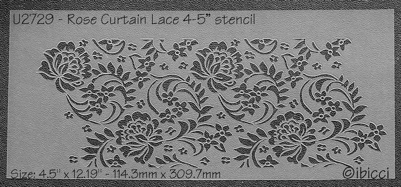ibicci Rose Curtain Lace stencil 4.5" height