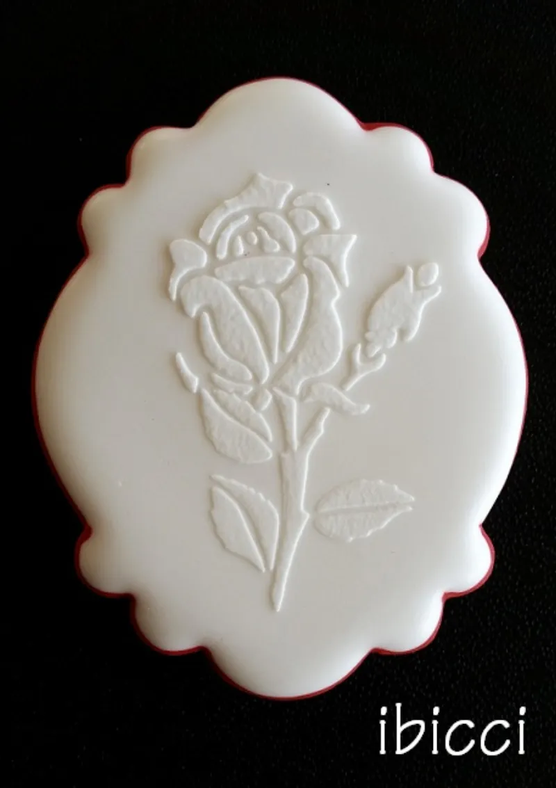 Left Stemmed Rose - stencilled in white royal
