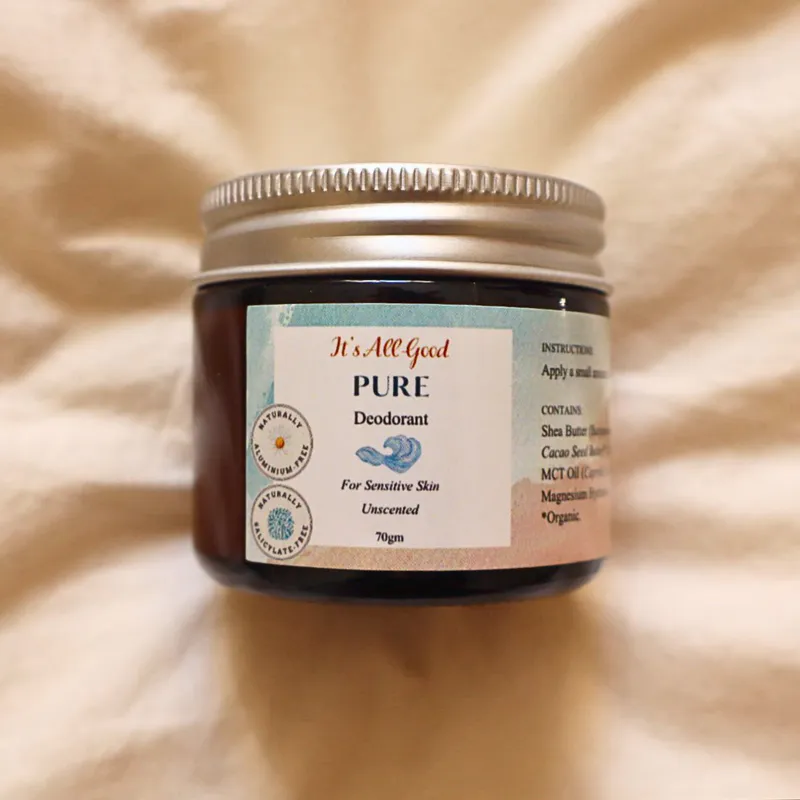Jar of unscented deodorant for sensitive skin