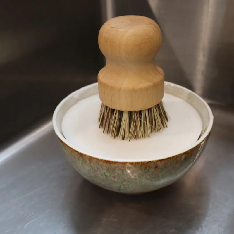 Dish soap and brush