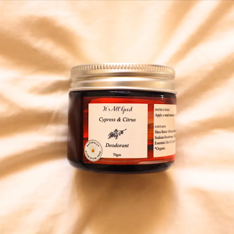 Jar of Cypress & Citrus natural cream deodorant