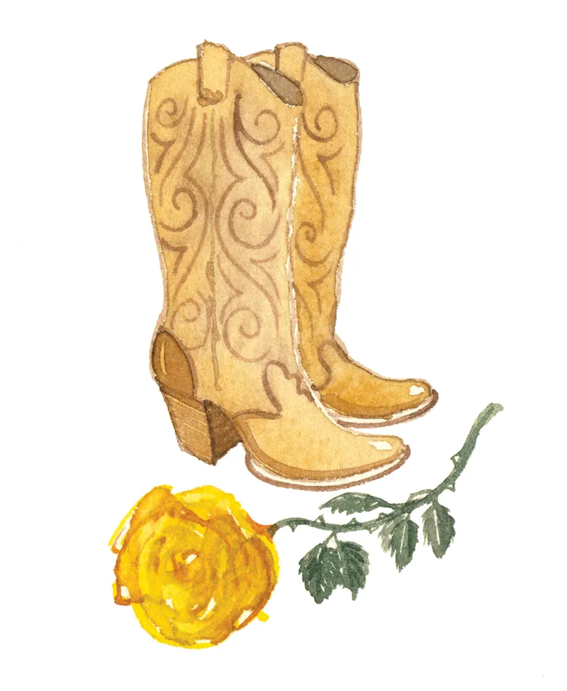 Cowboy boots and the yellow rose of Texas