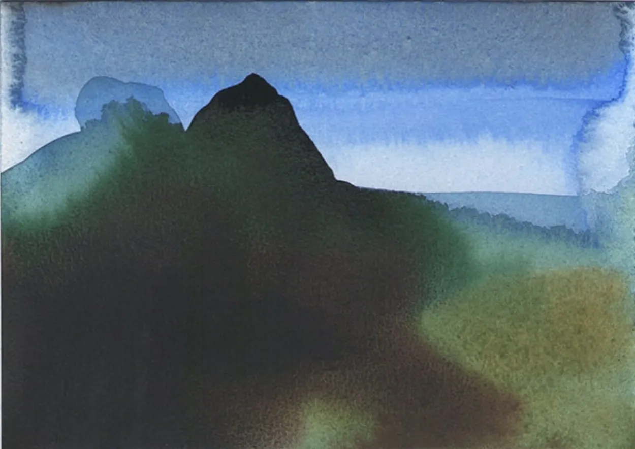 'After Patinir: Locusts and wild honey' watercolour & charcoal on paper.