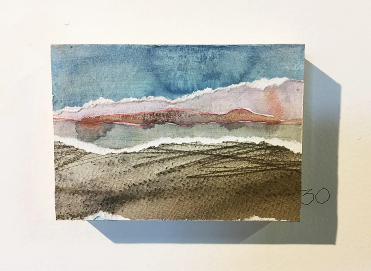 'I Let It Fall' mixed media on board 145mm x 105mm