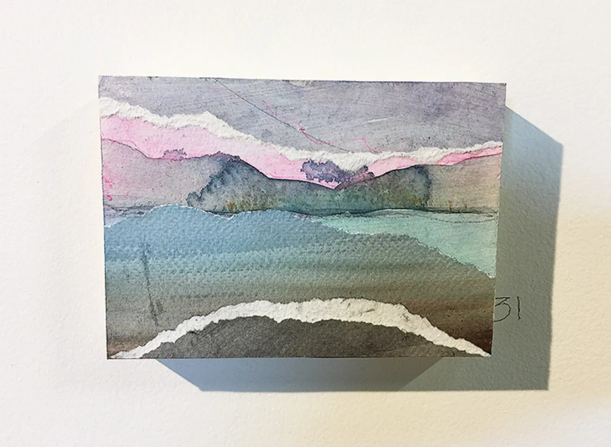 'To Be At Peace' mixed media on board 145mm x 105mm