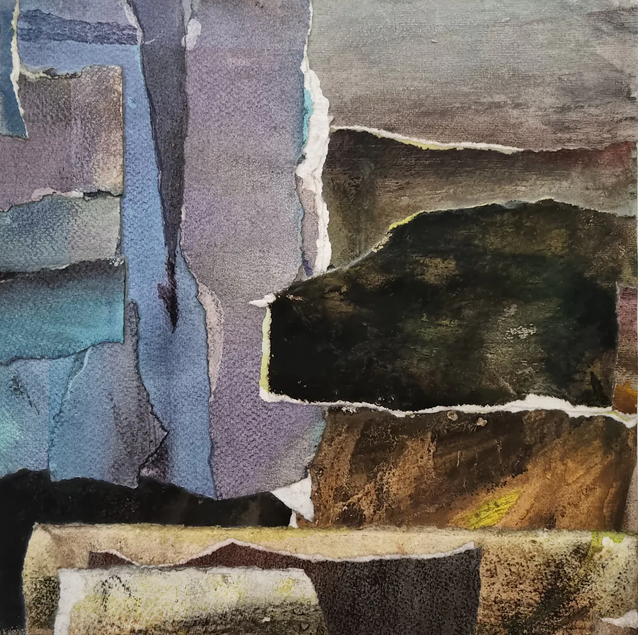 'From the Corner' mixed media (charcoal, water colour, pastel on paper) on board, finished with wax medium, 300 x 300mm