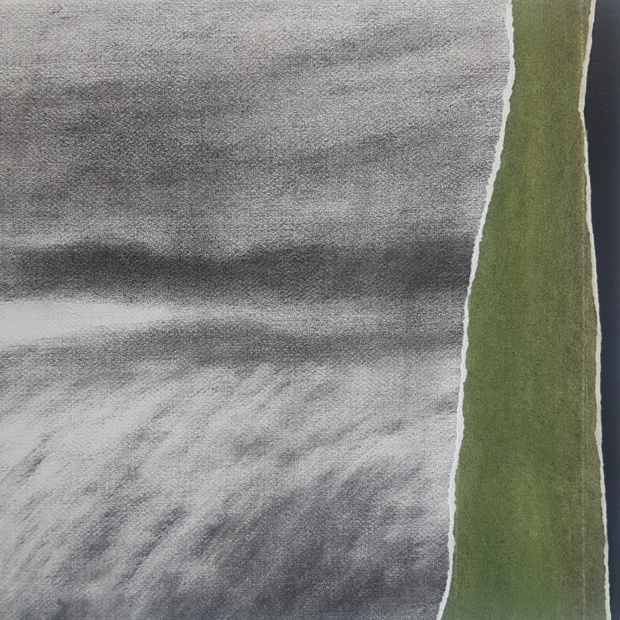 'The air will be kind' watercolour, charcoal, pastel on paper; collage on panel 400x400mm