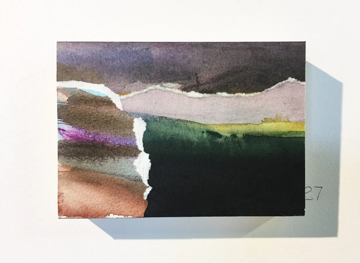 'Buried Deep' mixed media on board 145mm x 105mm