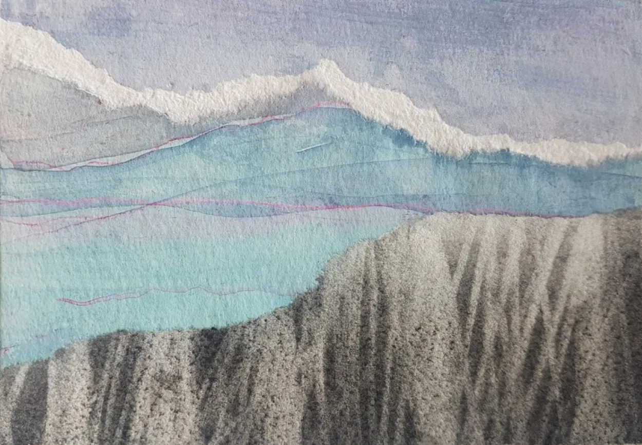 'Has No More Silver Left' mixed media on board 145mm x 105mm