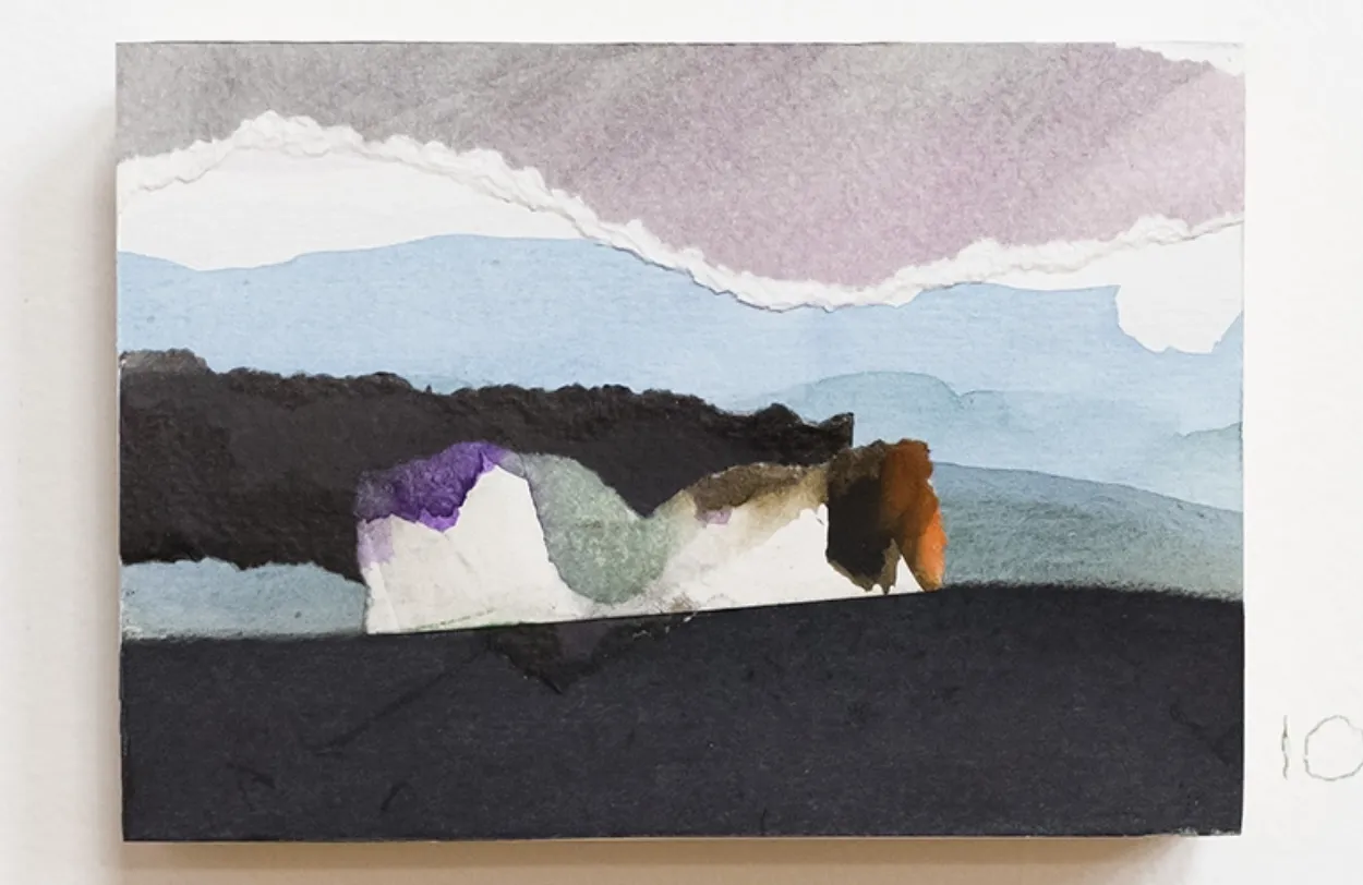 'Forever soundless' charcoal and watercolour on paper 105x145mm.