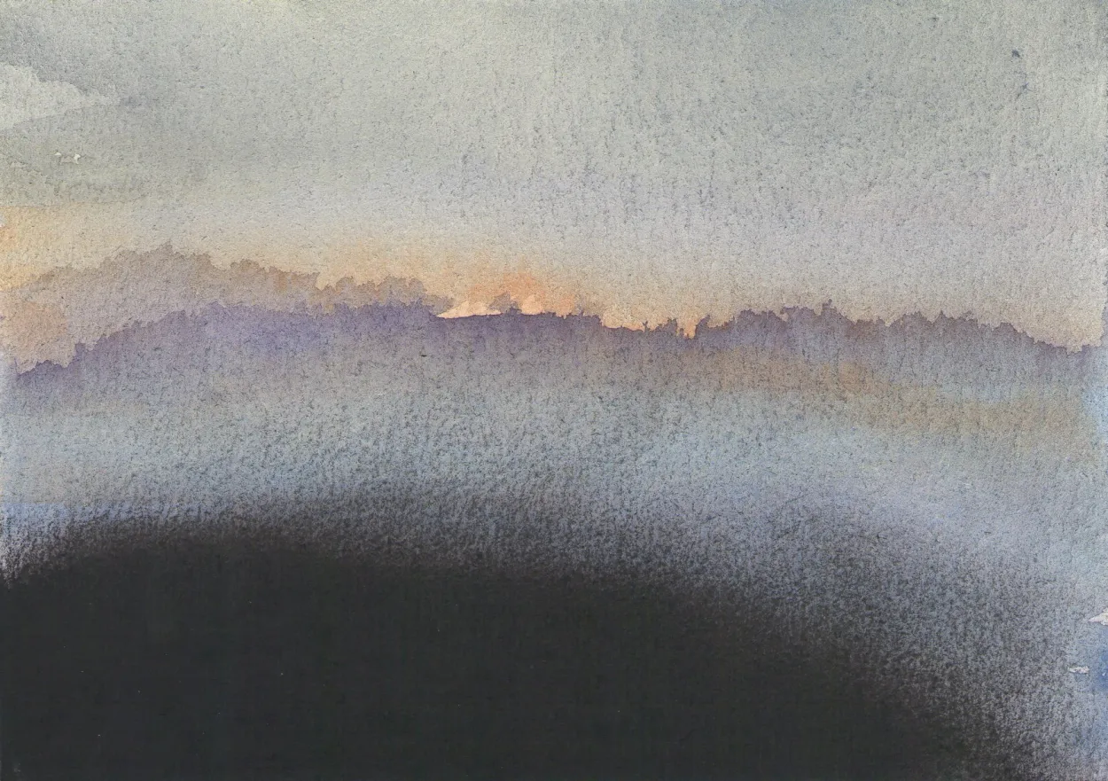 'Till I'm gathered safely in' watercolour & charcoal on paper 105x145mm