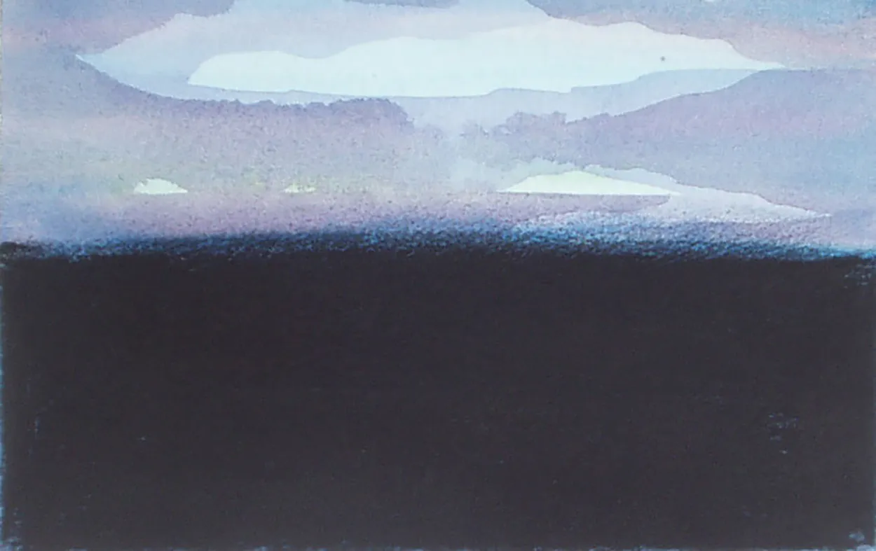 ‘Netted in a silver mist’ 2010 watercolour & charcoal on paper 180x130mm