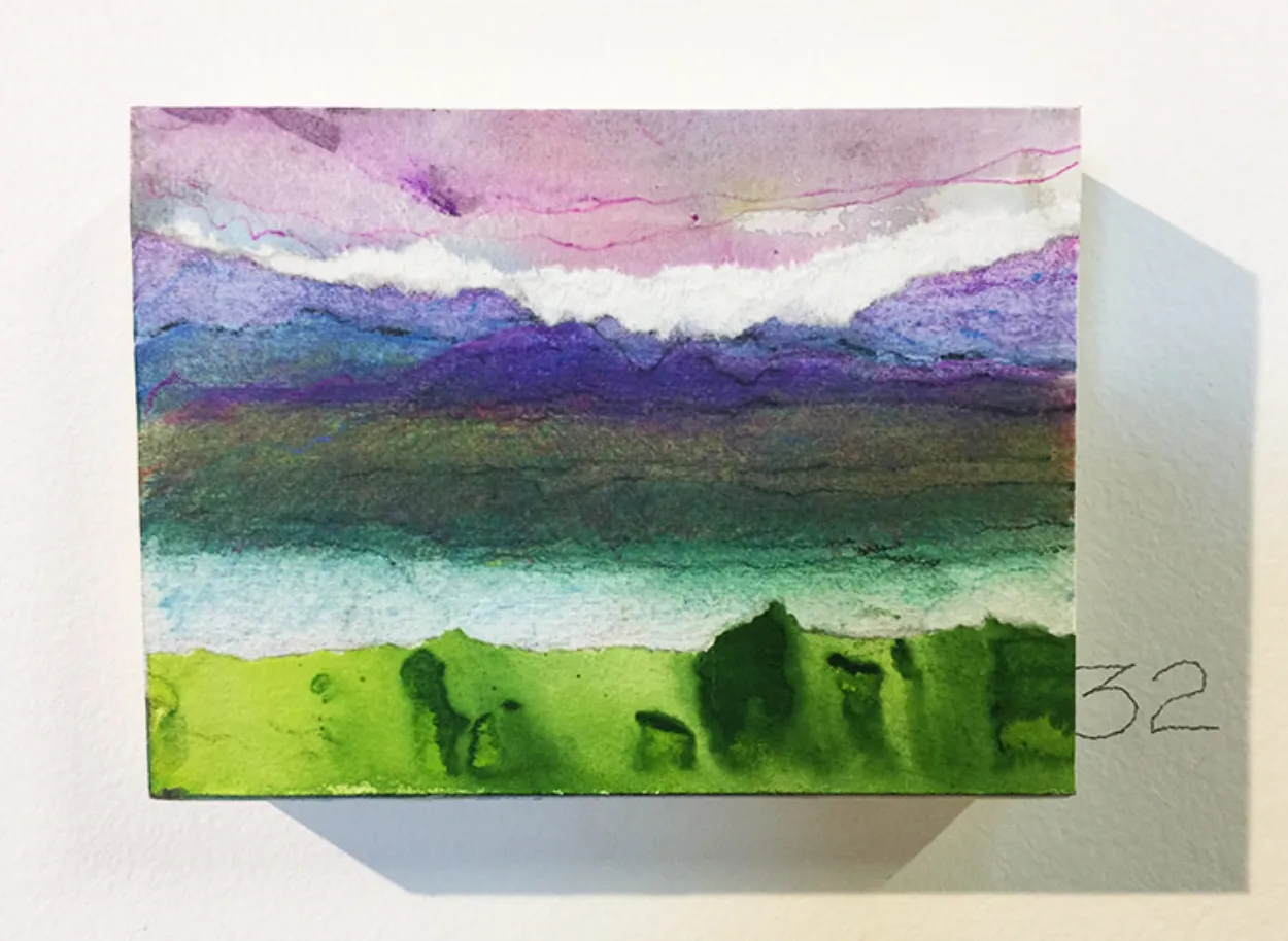 'We Seem To Be Safe Here' mixed media on board 145mm x 105mm