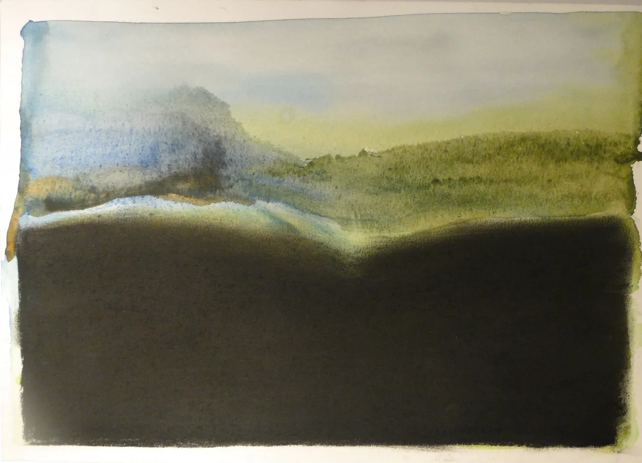 ‘The moon must.’ 2012 watercolour & charcoal on paper 280x200mm