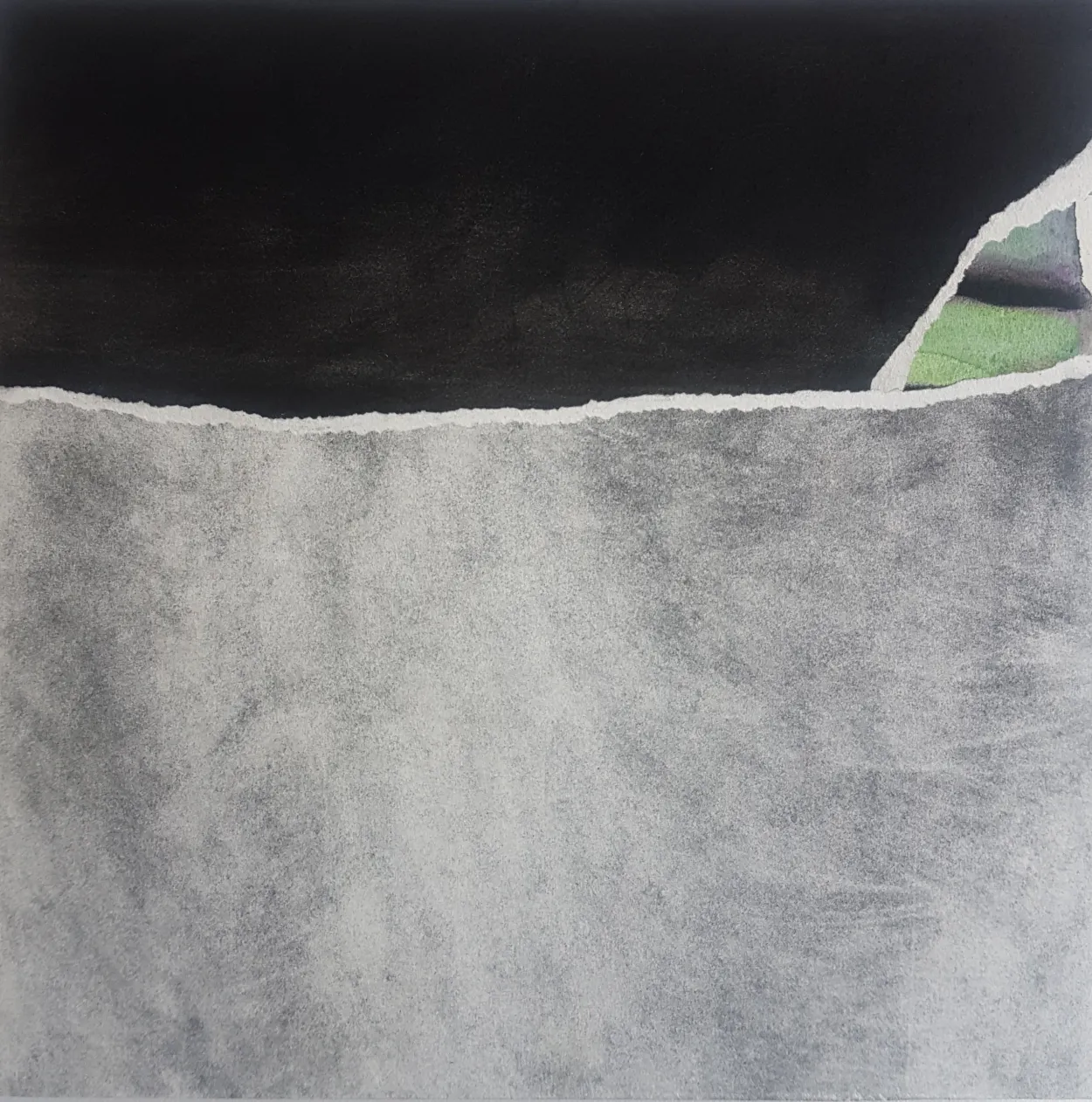 'Wake in the night' watercolour, charcoal, pastel on paper; collage on panel 400x400mm