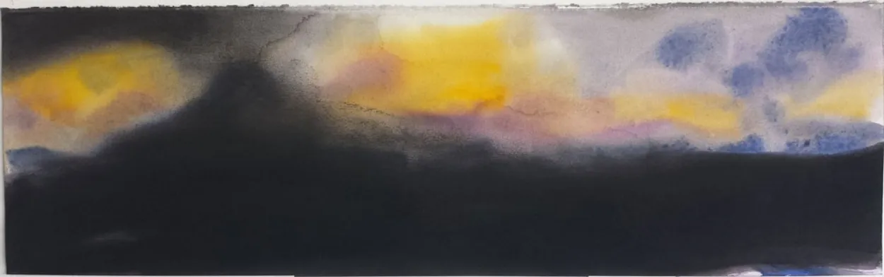 'By sunset omens' watercolour on paper 560x170mm