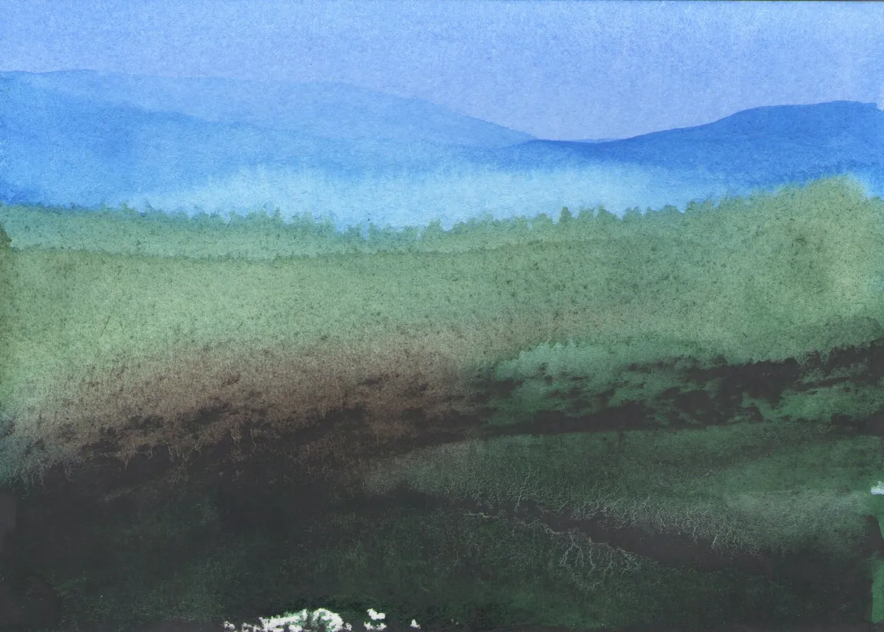 'And I feel them drown my name' watercolour & charcoal on paper 105x145mm