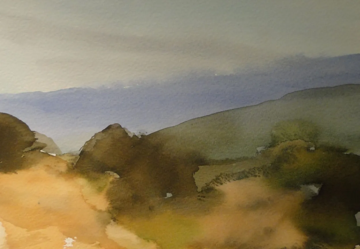 'Like a forest' watercolour on paper, framed 270x150mm - Sold