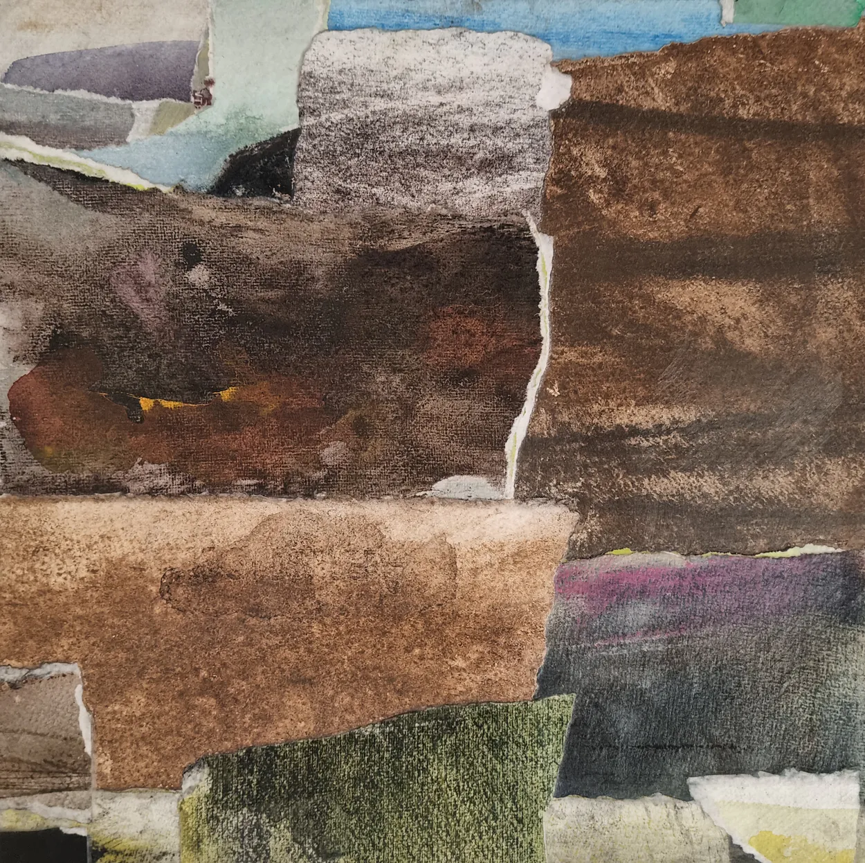 'To the Wheel Ford' mixed media (charcoal, water colour, pastel on paper) on board, finished with wax medium, 300 x 300mm