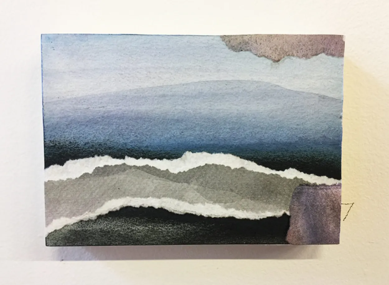 'Slipping Through' mixed media on board 145mm x 105mm - SOLD