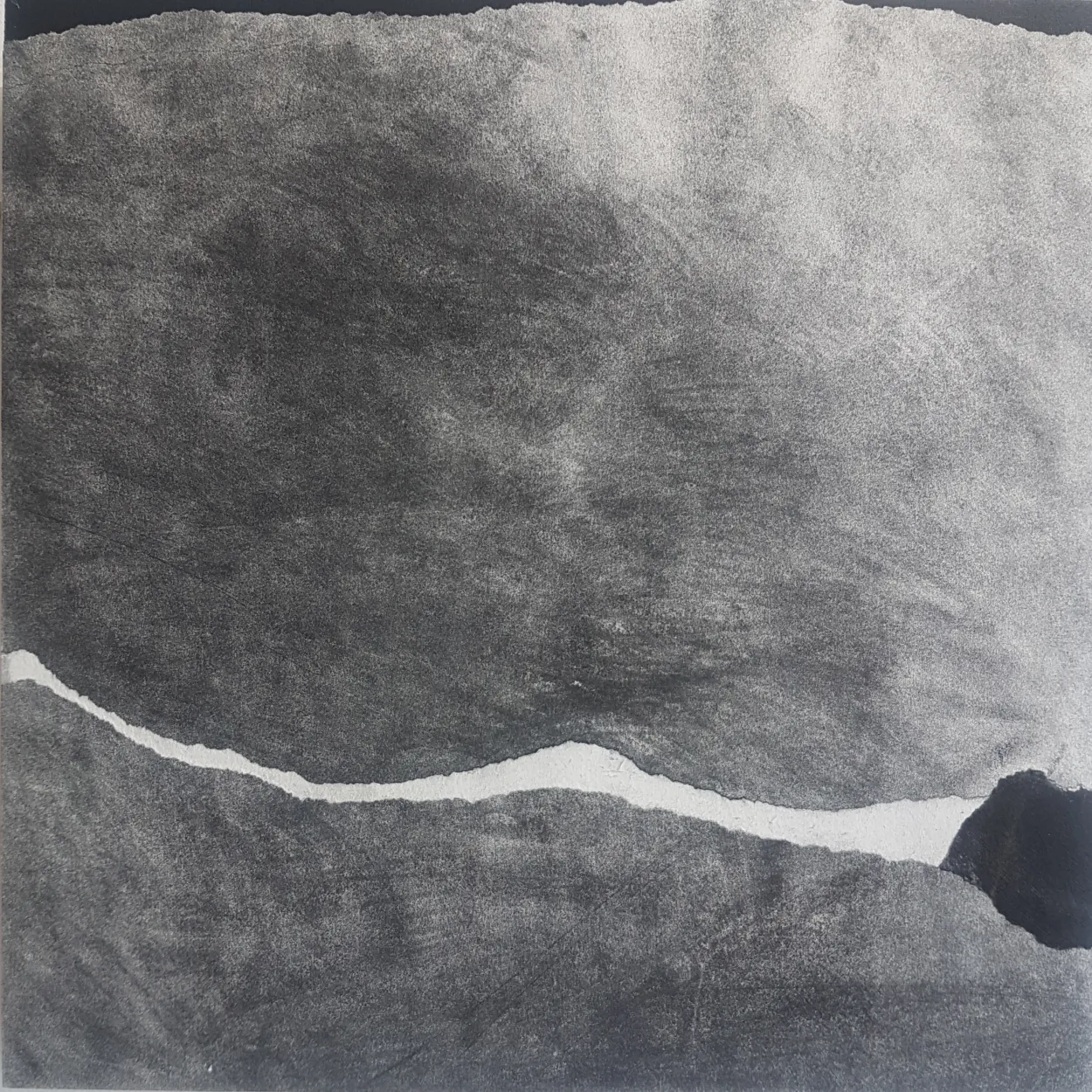 'Lie low to the wall' watercolour, charcoal, pastel on paper; collage on panel 400x400mm