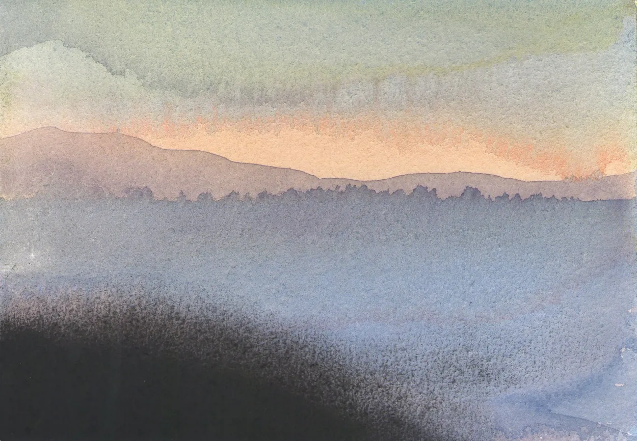 'Raise a tent of shelter now' watercolour & charcoal on paper 105x145mm - Sold