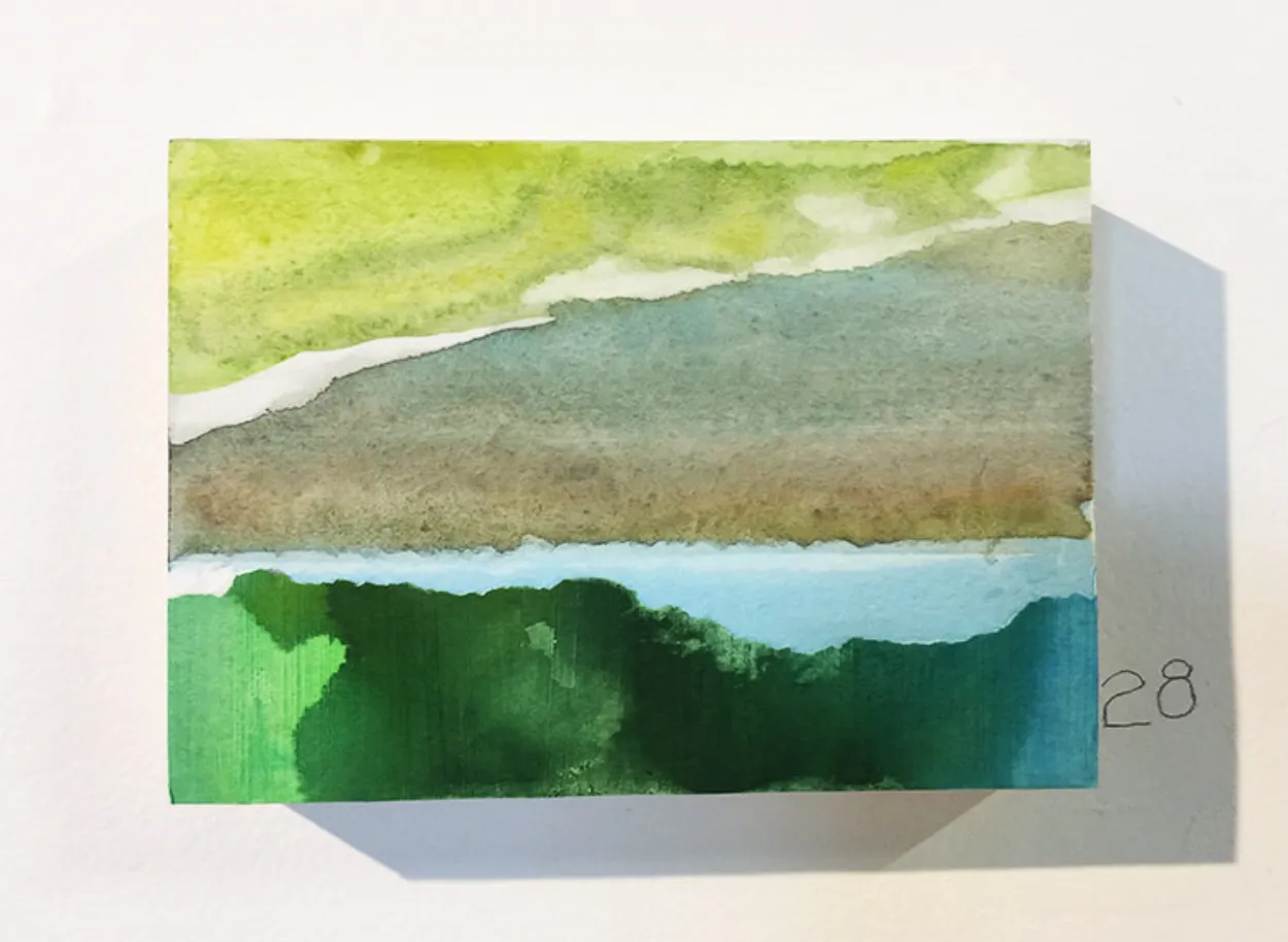 'How Can A Cloud Give Peace' mixed media on board 145mm x 105mm