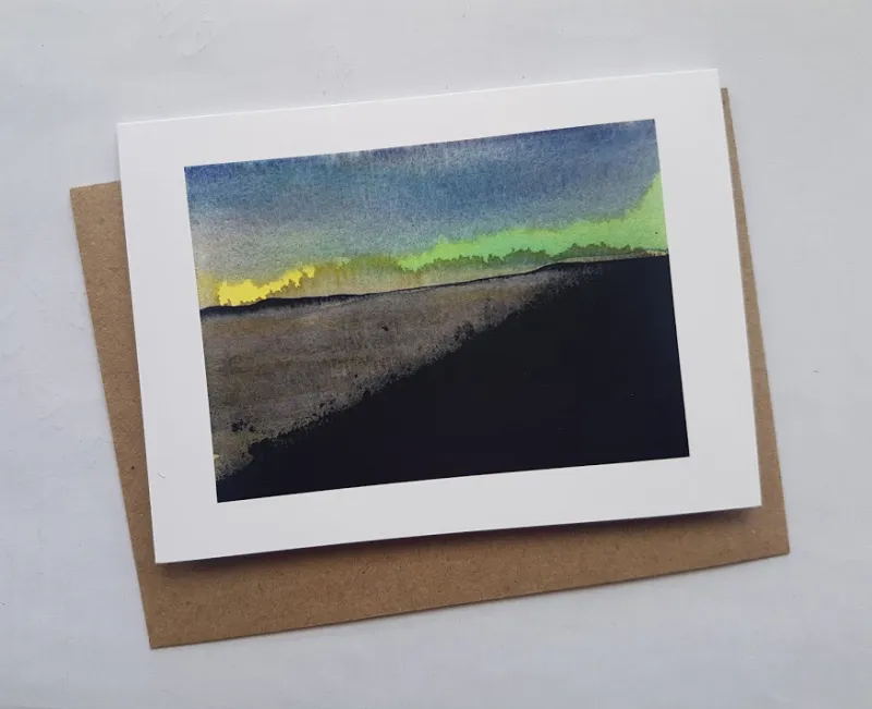 A blank greeting card printed with one of my paintings.
