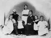 Harold and Annie Beauchamp and their five surviving children, including Kathleen (Katherine Mansfield) on the right, c1897. Alexander Turnbull Library, 1/2-017396-F.