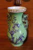 Green ceramic urn, maker unknown. Katherine Mansfield House & Garden collection.