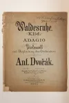 A booklet of sheet music showing signs of age and wear and tear, particularly along the spine. A handwritten note is in the top right hand corner.