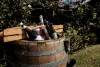Wine barrel leaner/ drinks holder