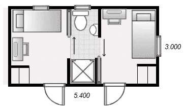 Service twin cabin floor plan (consentable)