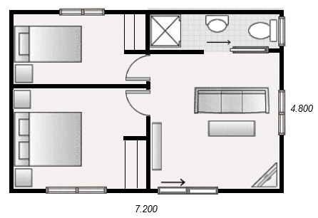 Serviced two bedroom cabin floor plan (consentable)
