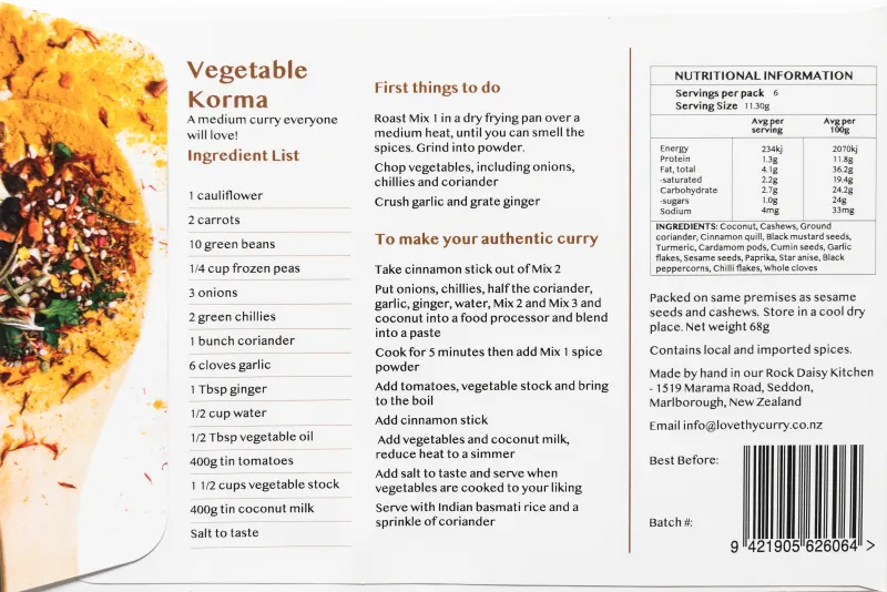 Back Vegetable Korma