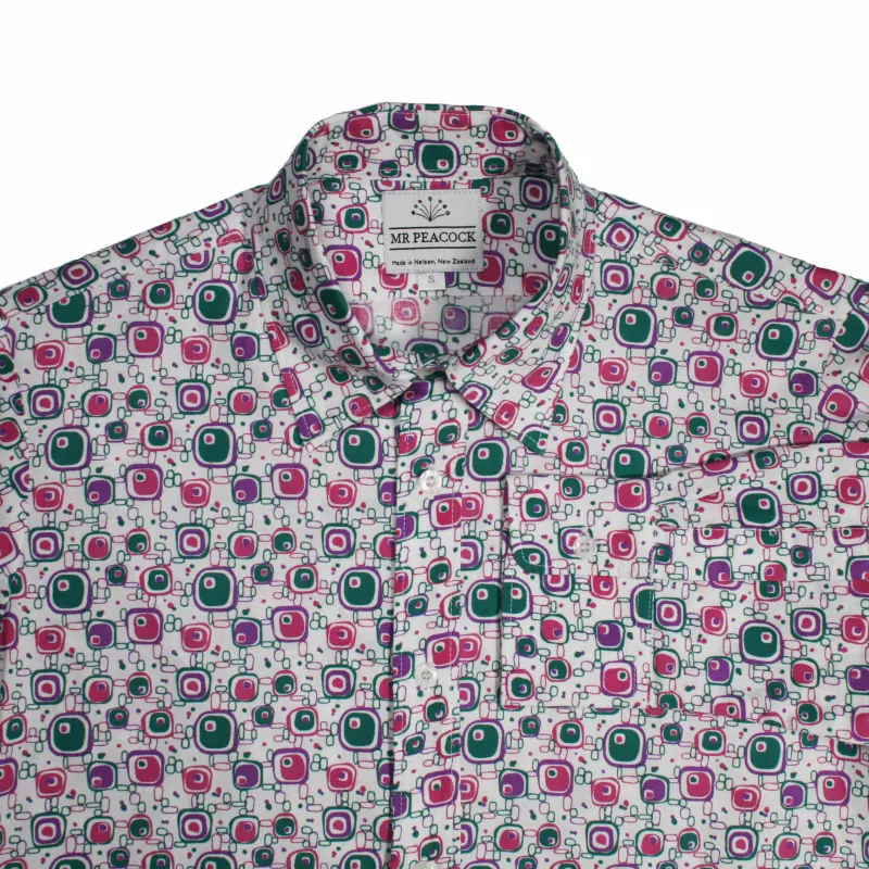 Slim Fit Retro Purple Pink Jade Organic Cotton Long Sleeve Shirt
