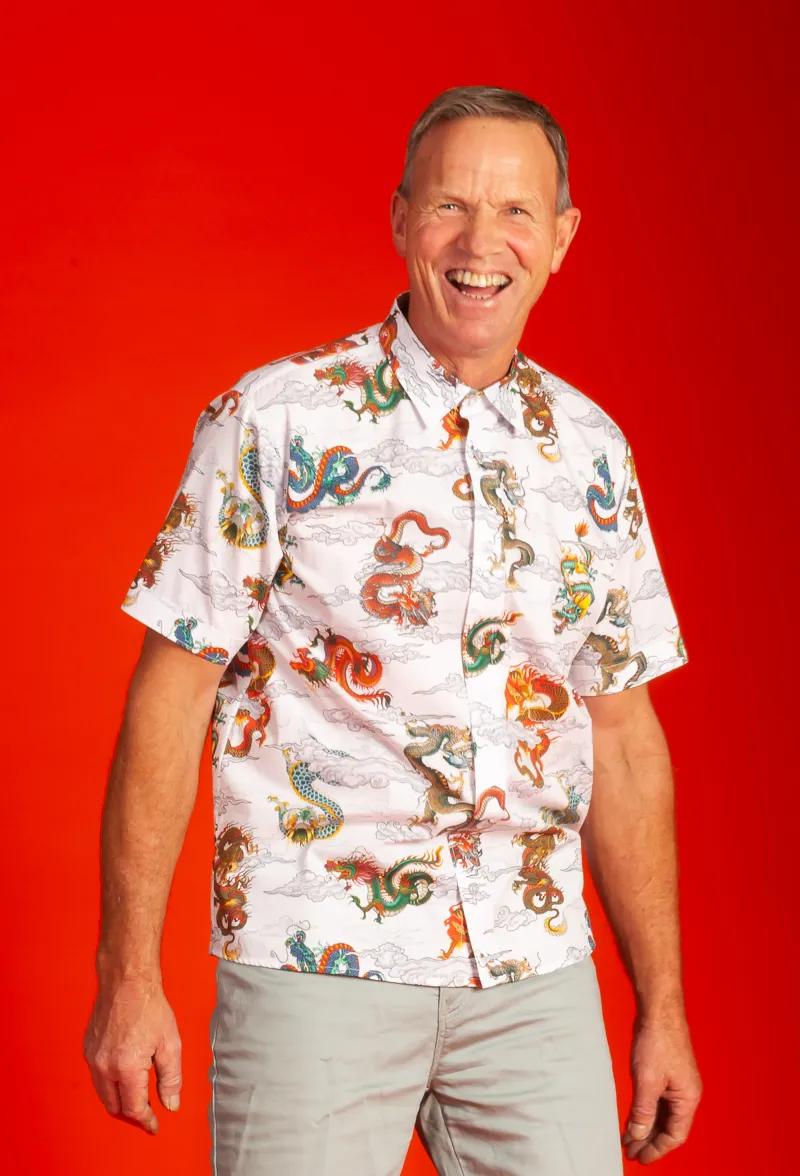 Otto on fire in this Short Sleeve Shirt 'Mythical Dragons'